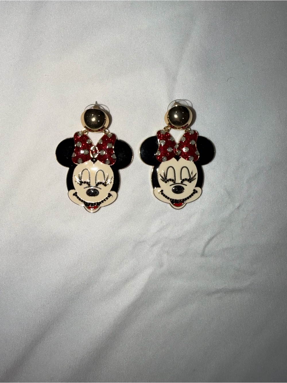 Disney Baublebar Minnie Mouse Statement Face Drop Earrings with Red Bow